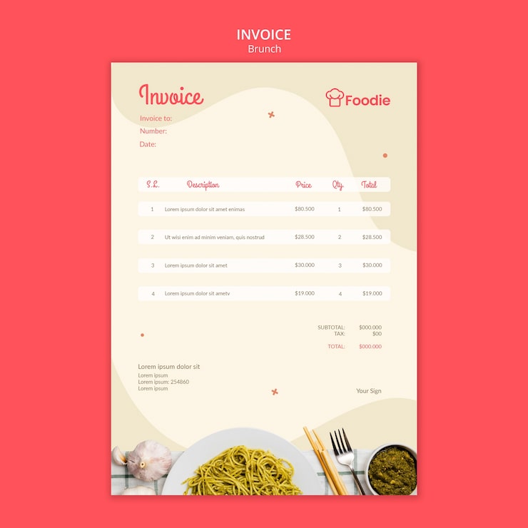 Gratis PSD factuursjabloon voor restaurant