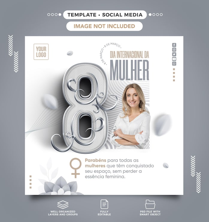 PSD gratuito feed de redes sociales 8 de marzo día internacional de la mujer