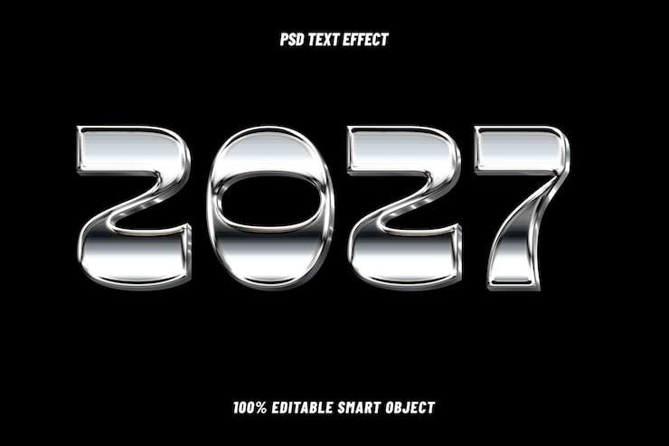 PSD gratuito feliz año nuevo 2027 efecto de texto editable