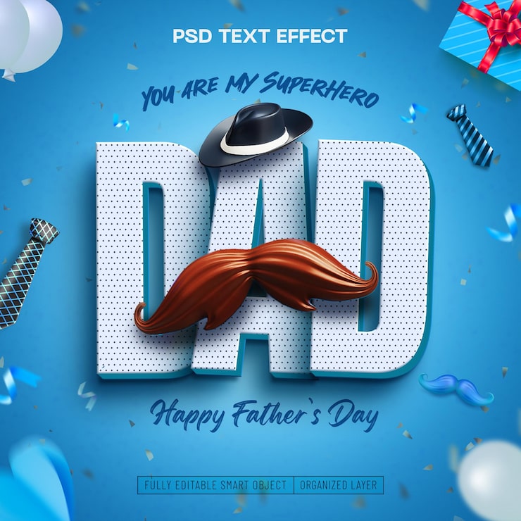 PSD gratuito feliz día del padre en las redes sociales con efecto de texto editable