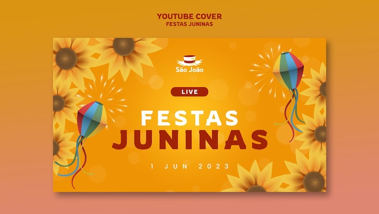 PSD gratuito festa junina celebración portada de youtube