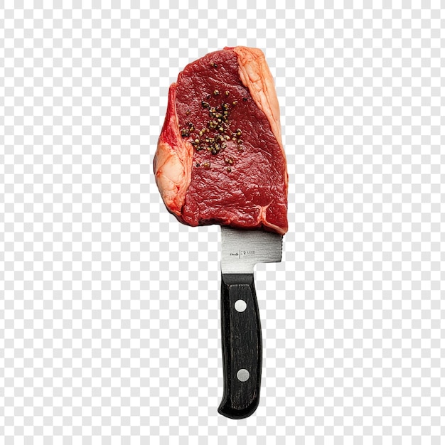 PSD gratuito un filete crudo en un cuchillo de carnicero