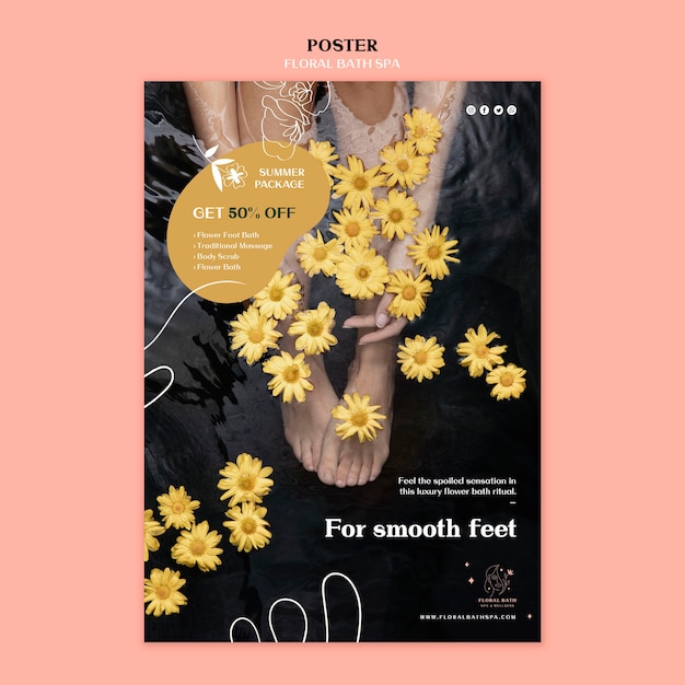 Gratis PSD floral spa advertentie poster sjabloon
