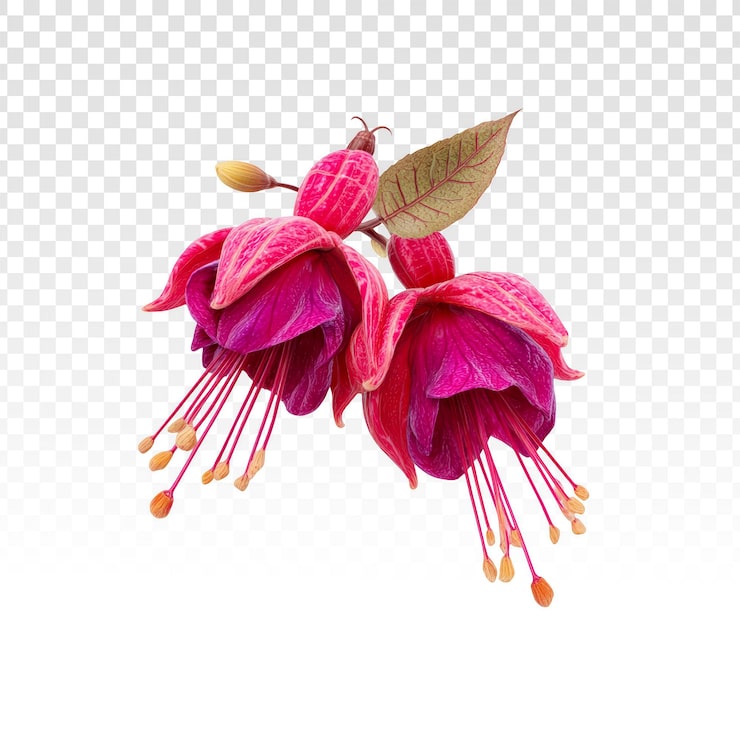 PSD gratuito flores de fucsia aisladas sobre fondo transparente