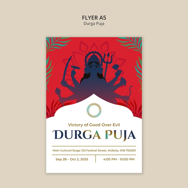 PSD Gratis flyer durga puja