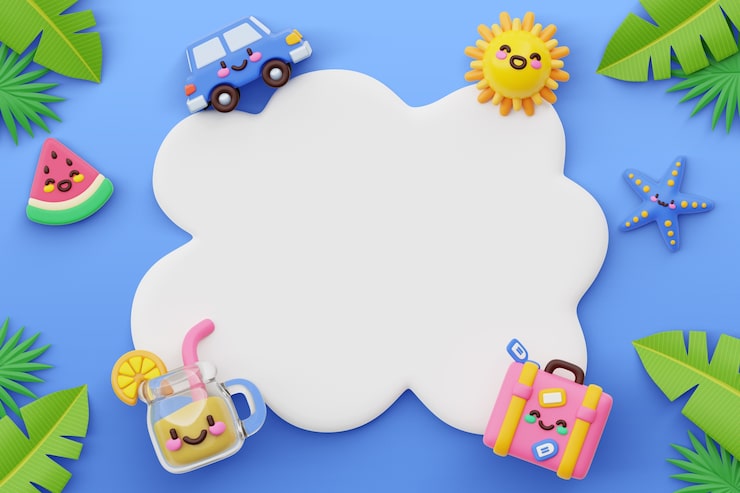 PSD gratuito fondo de banner en blanco de verano kawaii