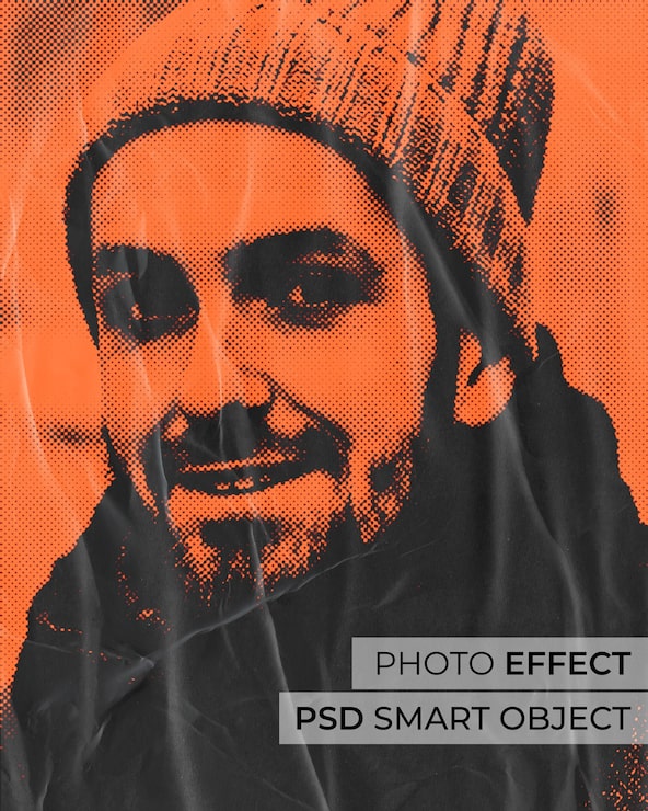 Gratis PSD front view man poseert met gelijmde halve toon effect