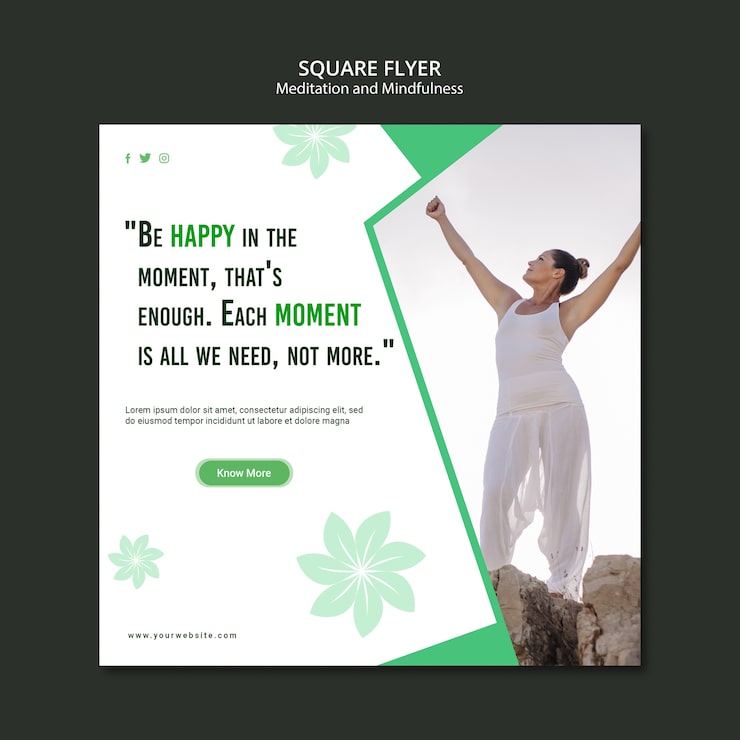 PSD Gratis gaya brosur meditasi dan kesadaran