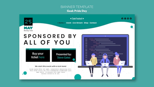 Gratis PSD geek pride-dag banner thema