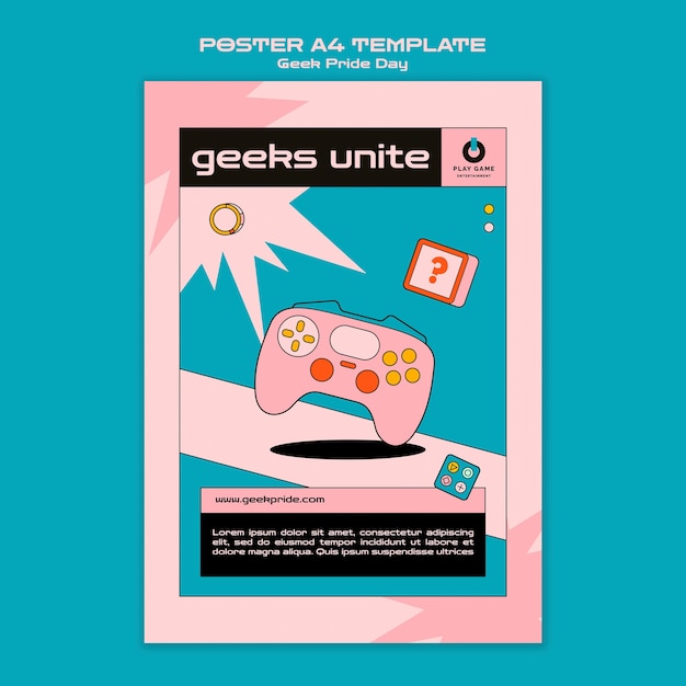 Gratis PSD geek pride day poster sjabloon