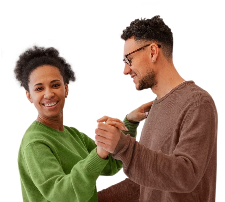PSD gratuito gente feliz bailando juntos aislados