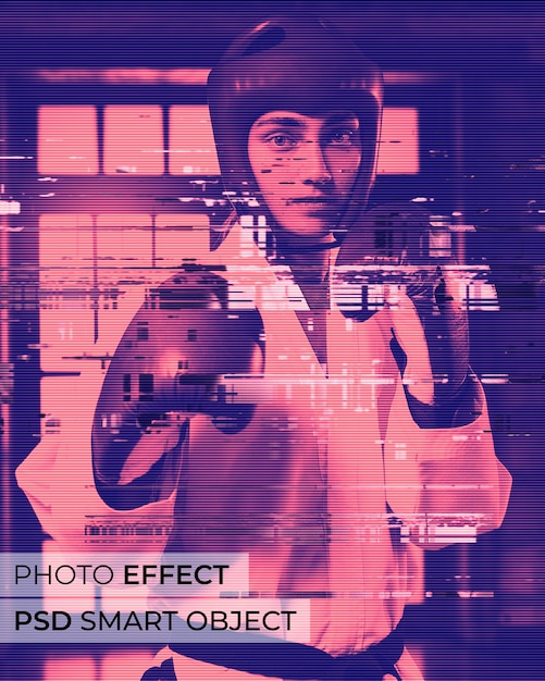 Gratis PSD glitch duotone foto-effect