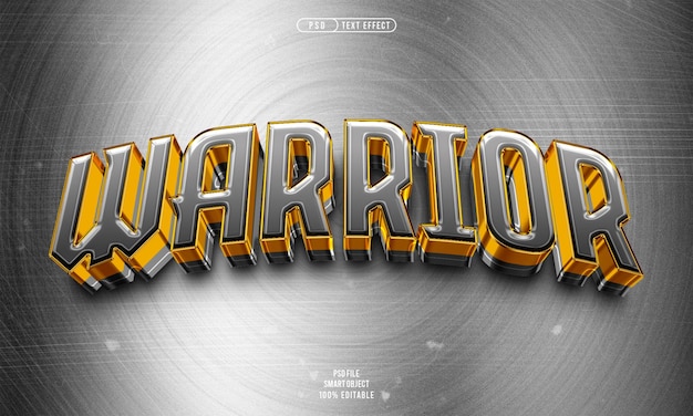 PSD gratuito guerrero efecto de texto editable 3d