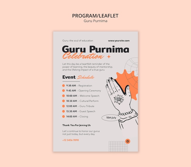 Gratis PSD guru purnima viering evenement flyer