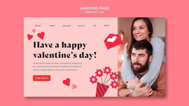 PSD Gratis halaman arahan perayaan hari valentine