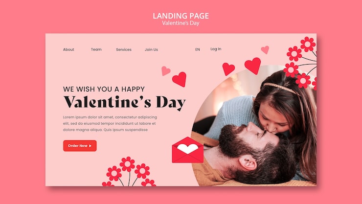 PSD Gratis halaman arahan perayaan hari valentine