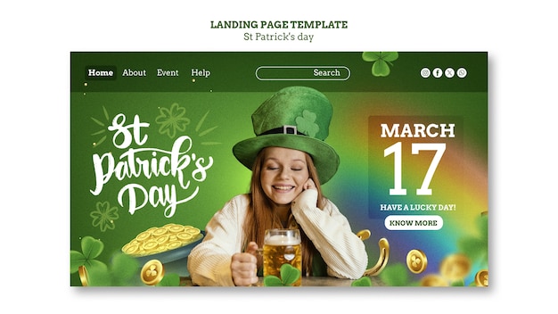 PSD Gratis halaman landas perayaan hari st patrick