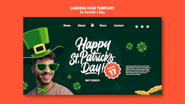 PSD Gratis halaman landas perayaan hari st patrick