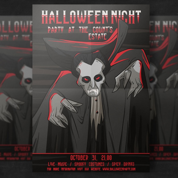 PSD gratuito halloween volantino modello partito