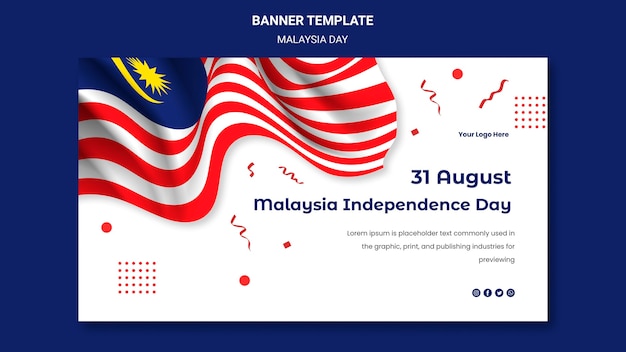PSD gratuito hari merdeka modello web banner indipendenza malese