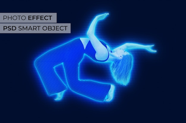 Gratis PSD hologram foto-effect
