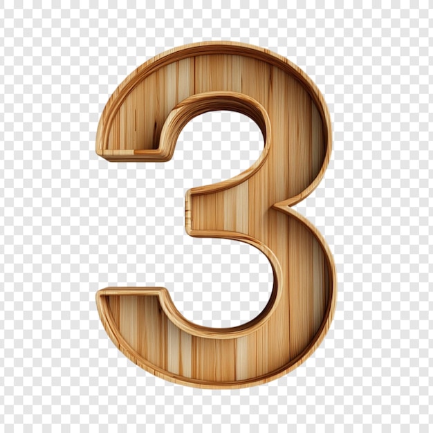 Gratis PSD houten nummer drie cijfer drie houten textuur
