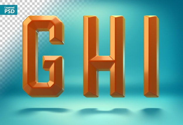 PSD Gratis huruf geometris tajam 3d