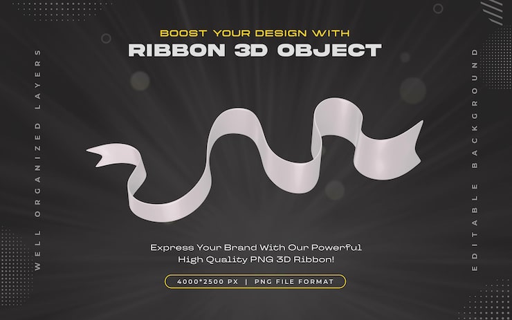 Gratis PSD icon met wit lint geïsoleerde 3d-rendering illustratie