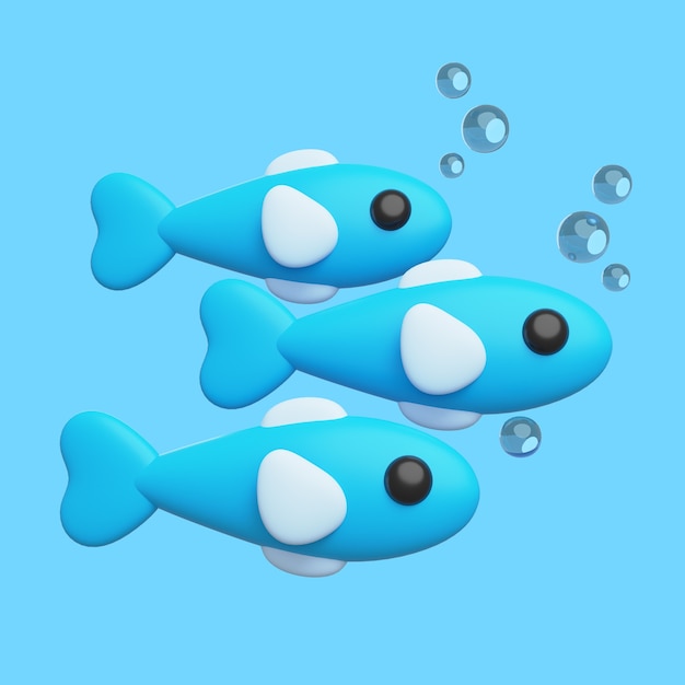 PSD gratuito icono 3d con animales acuáticos