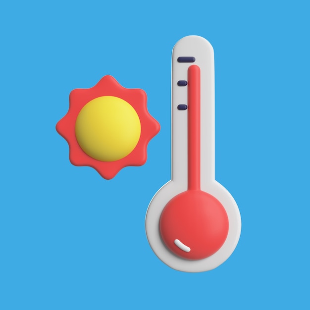 PSD gratuito icono 3d para condiciones climáticas con temperatura caliente