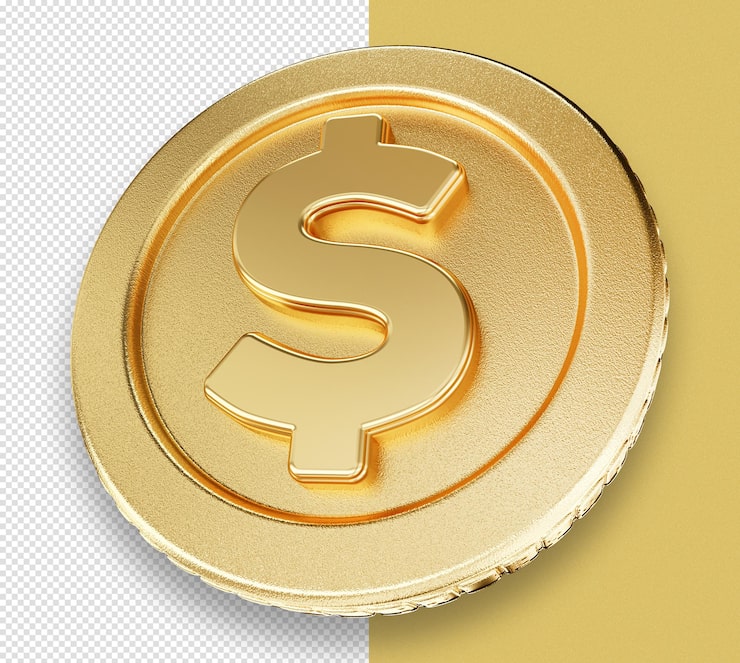 PSD gratuito icono 3d de moneda de dólar de oro brillante aislada