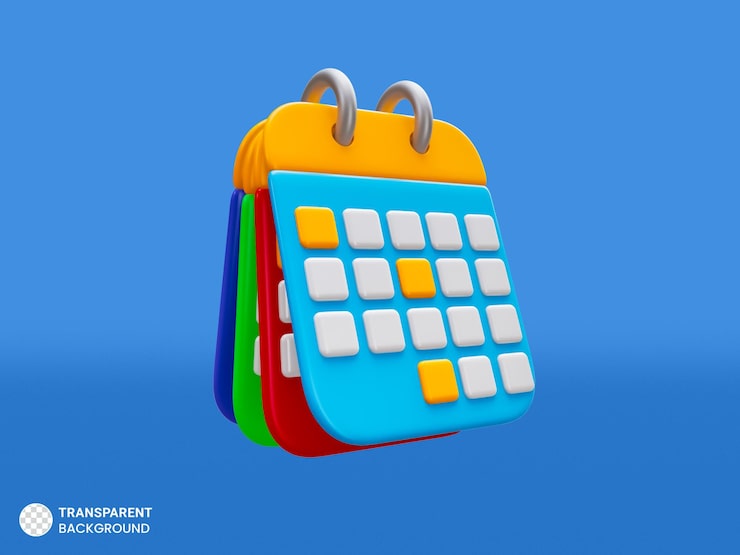 PSD gratuito icono de calendario de escritorio aislado 3d render ilustración