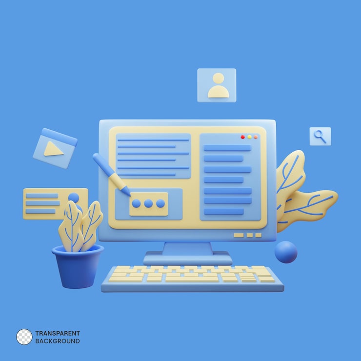 PSD gratuito icono de escritorio de oficina ilustración de procesamiento 3d aislado