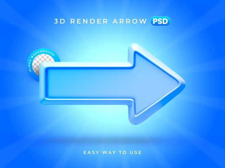 PSD gratuito ícono de flecha derecha ilustración de renderización 3d aislada
