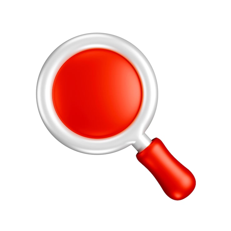 PSD gratuito icono de lupa roja en 3d