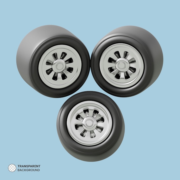 PSD gratuito icono de neumático de coche aislado 3d render ilustración