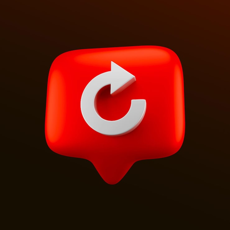 PSD gratuito icono de notificación rojo con flecha circular para actualizar o repetir