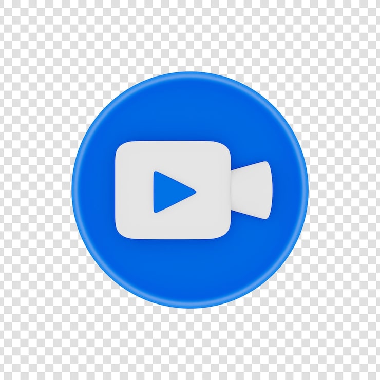 PSD gratuito icono de videocámara renderizado en 3d sobre círculo azul