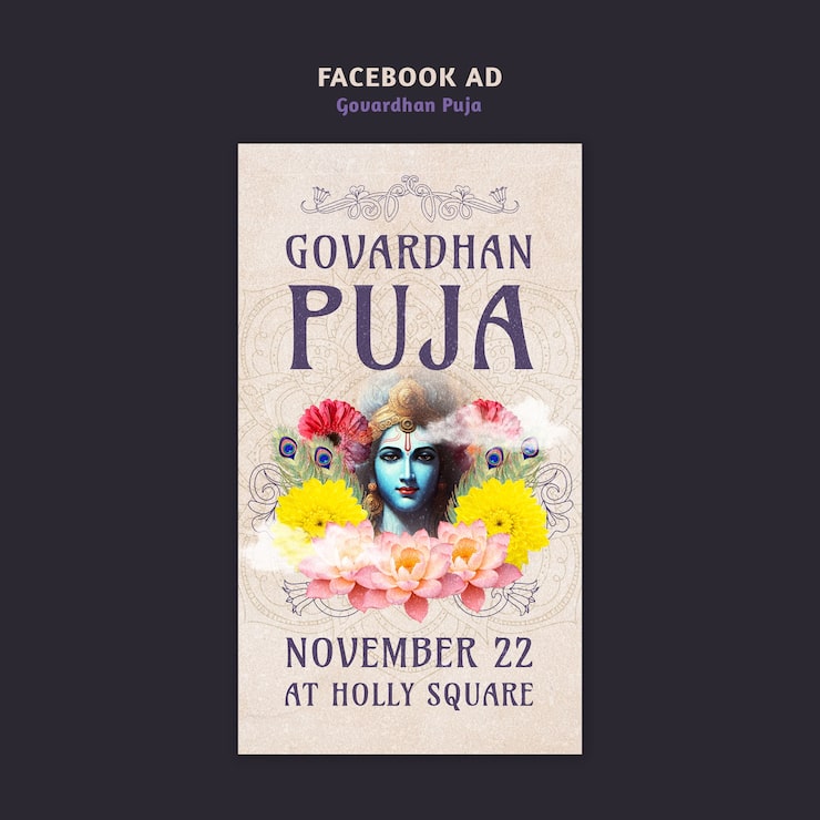 PSD Gratis iklan facebook govardhan puja
