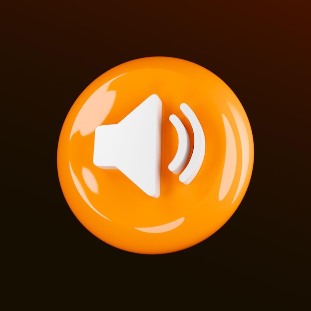 PSD Gratis ikon volume audio render 3d pada lingkaran oranye