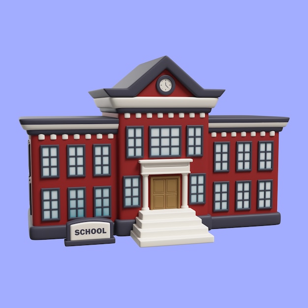 PSD gratuito illustrazione 3d dell'edificio scolastico