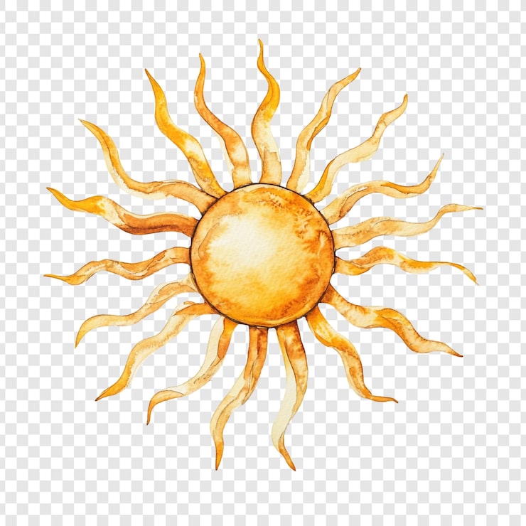 PSD gratuito ilustración en acuarela del sol un diseño radiante de verano