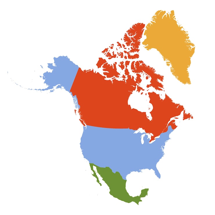 PSD gratuito ilustración del mapa de américa del norte