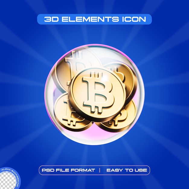 PSD gratuito ilustración de renderización 3d aislada del icono de bitcoin