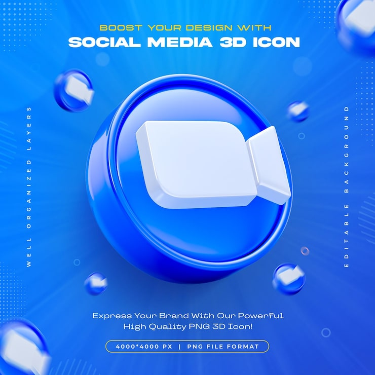 PSD gratuito ilustración de renderización 3d aislada del icono del logotipo de zoom