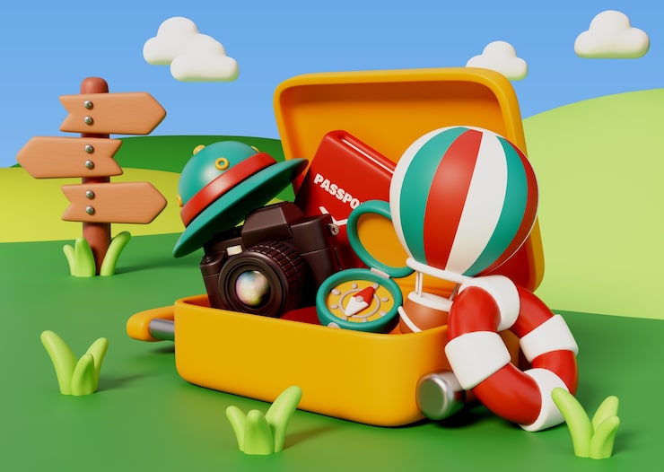 PSD gratuito ilustración de turismo de viajes en 3d