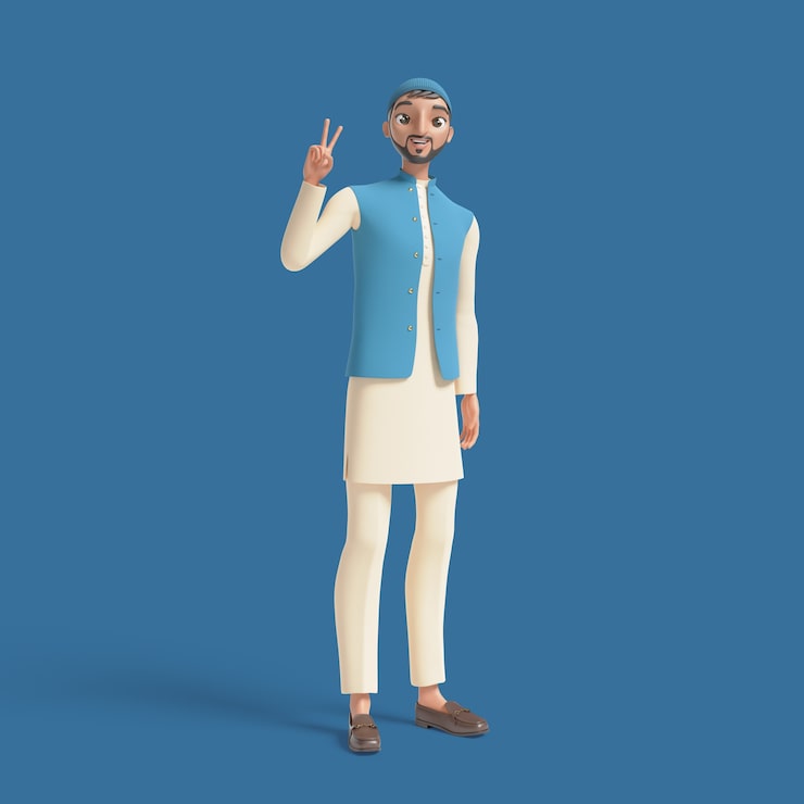 PSD Gratis ilustrasi 3d dengan pria muslim