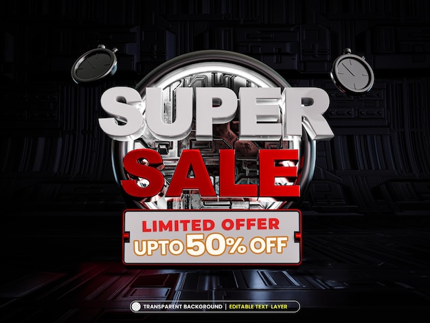 PSD Gratis ilustrasi objek super sale render 3d terisolasi