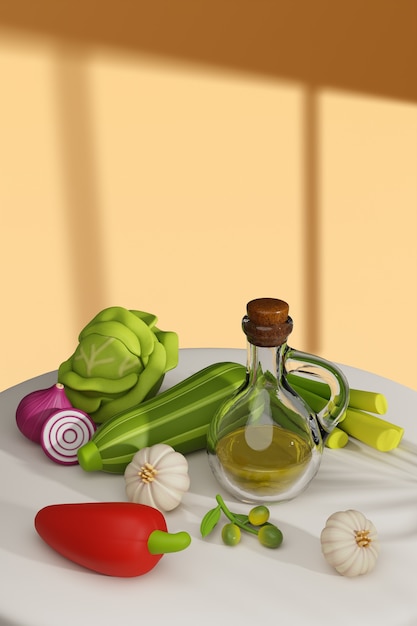 PSD Gratis ilustrasi still life nutrisi