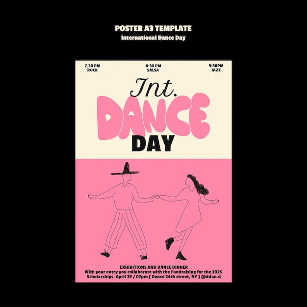 Gratis PSD internationale dansdag poster sjabloon